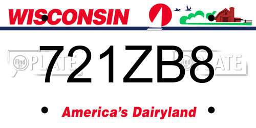 721ZB8 Wisconsin License Plate
