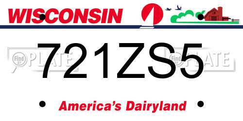 721ZS5 Wisconsin License Plate