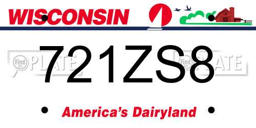 721ZS8 Wisconsin License Plate