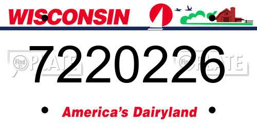 7220226 Wisconsin License Plate