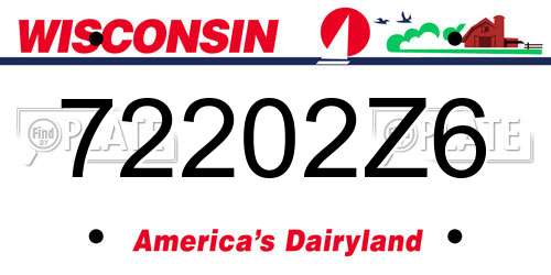 72202Z6 Wisconsin License Plate