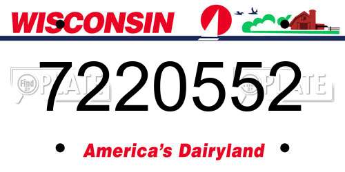 7220552 Wisconsin License Plate