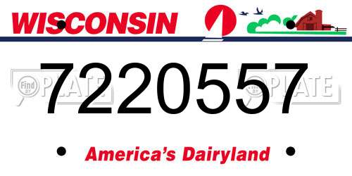 7220557 Wisconsin License Plate