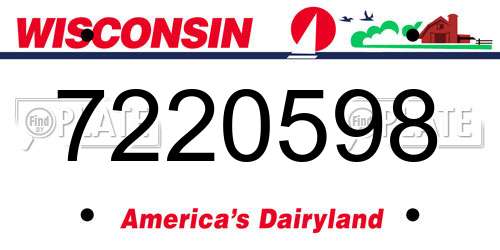 7220598 Wisconsin License Plate