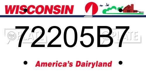 72205B7 Wisconsin License Plate