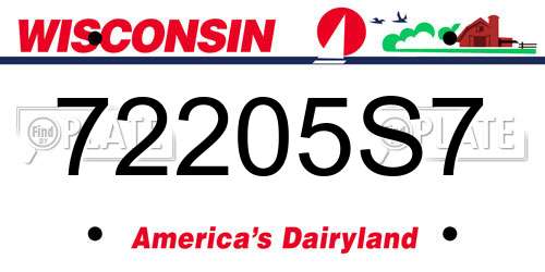 72205S7 Wisconsin License Plate