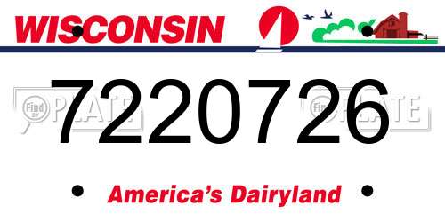 7220726 Wisconsin License Plate