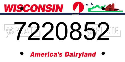 7220852 Wisconsin License Plate