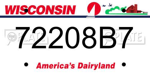 72208B7 Wisconsin License Plate
