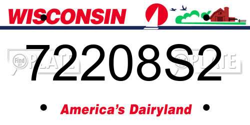 72208S2 Wisconsin License Plate