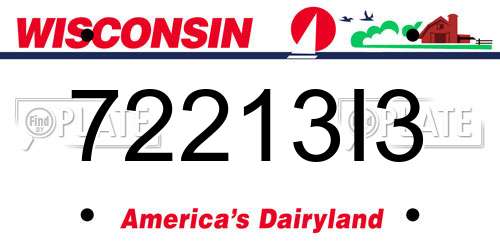 72213I3 Wisconsin License Plate