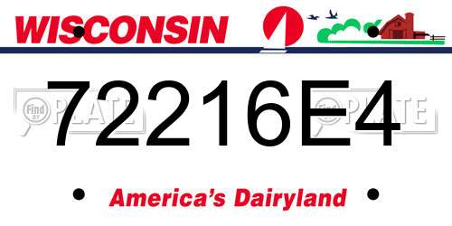 72216E4 Wisconsin License Plate