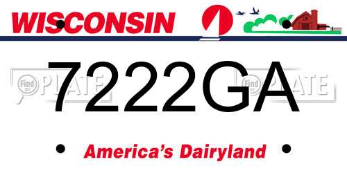7222GA Wisconsin License Plate