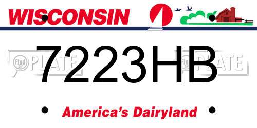 7223HB Wisconsin License Plate