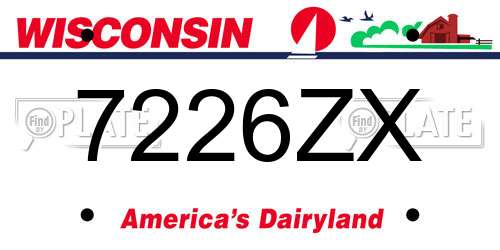 7226ZX Wisconsin License Plate