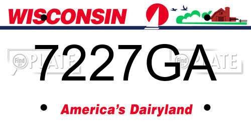 7227GA Wisconsin License Plate