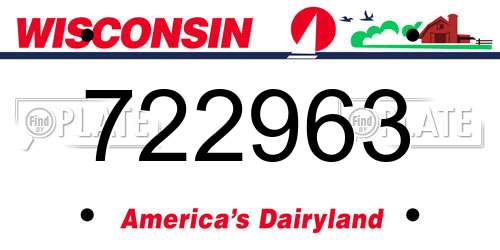 722963 Wisconsin License Plate