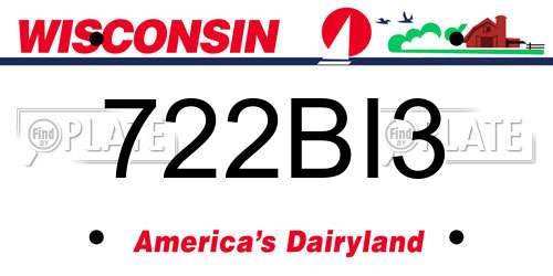 722BI3 Wisconsin License Plate