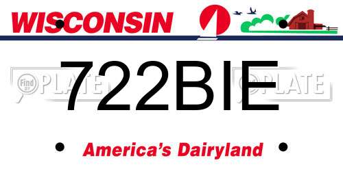 722BIE Wisconsin License Plate