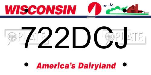722DCJ Wisconsin License Plate
