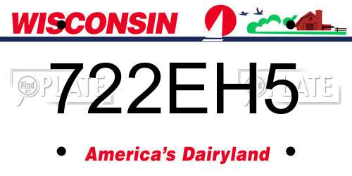 722EH5 Wisconsin License Plate