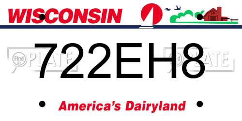 722EH8 Wisconsin License Plate