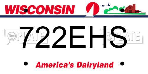 722EHS Wisconsin License Plate