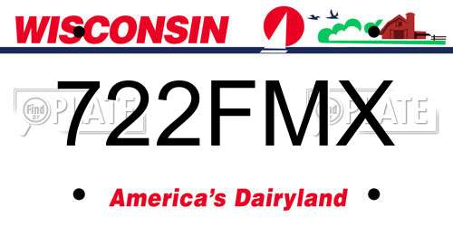 722FMX Wisconsin License Plate