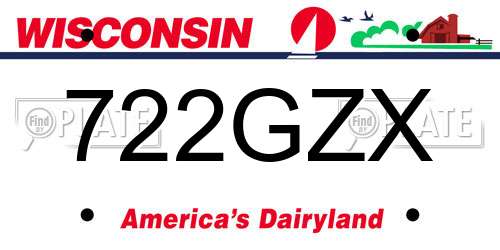 722GZX Wisconsin License Plate