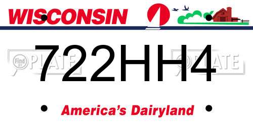 722HH4 Wisconsin License Plate