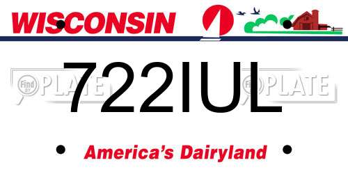722IUL Wisconsin License Plate