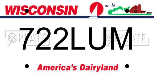722LUM Wisconsin License Plate