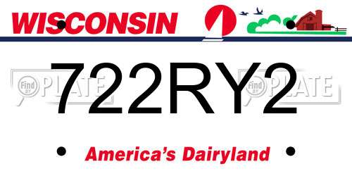 722RY2 Wisconsin License Plate