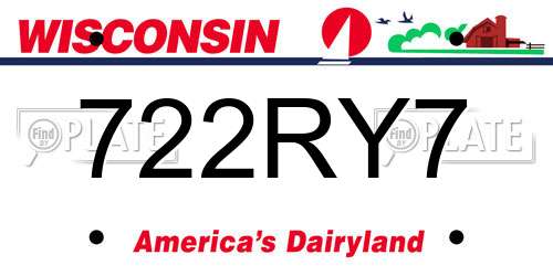 722RY7 Wisconsin License Plate