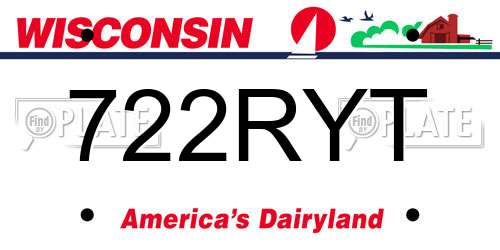 722RYT Wisconsin License Plate