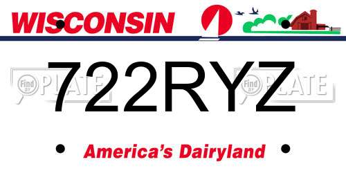 722RYZ Wisconsin License Plate