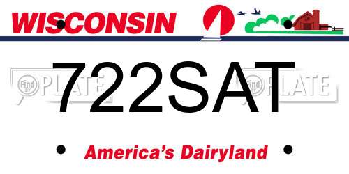 722SAT Wisconsin License Plate