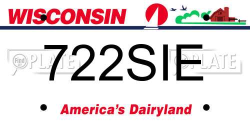 722SIE Wisconsin License Plate
