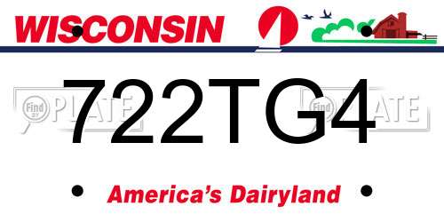 722TG4 Wisconsin License Plate