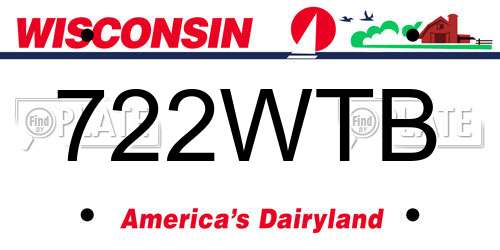 722WTB Wisconsin License Plate