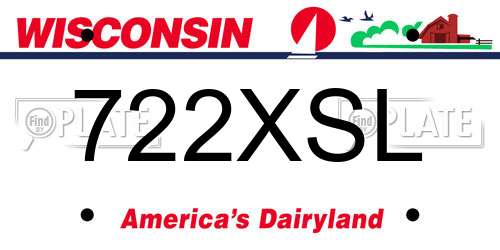 722XSL Wisconsin License Plate