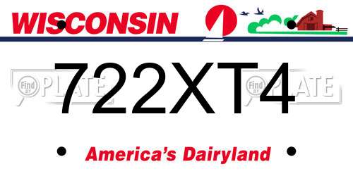 722XT4 Wisconsin License Plate