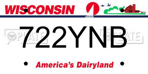 722YNB Wisconsin License Plate