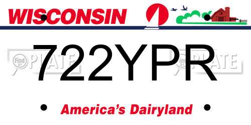 722YPR Wisconsin License Plate