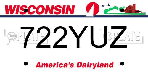 722YUZ Wisconsin License Plate