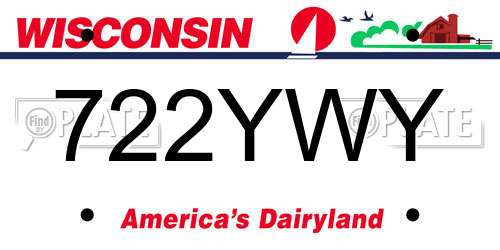 722YWY Wisconsin License Plate