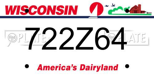 722Z64 Wisconsin License Plate