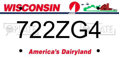 722ZG4 Wisconsin License Plate