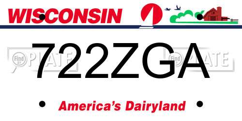 722ZGA Wisconsin License Plate