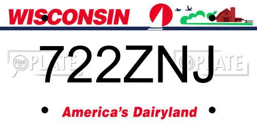 722ZNJ Wisconsin License Plate